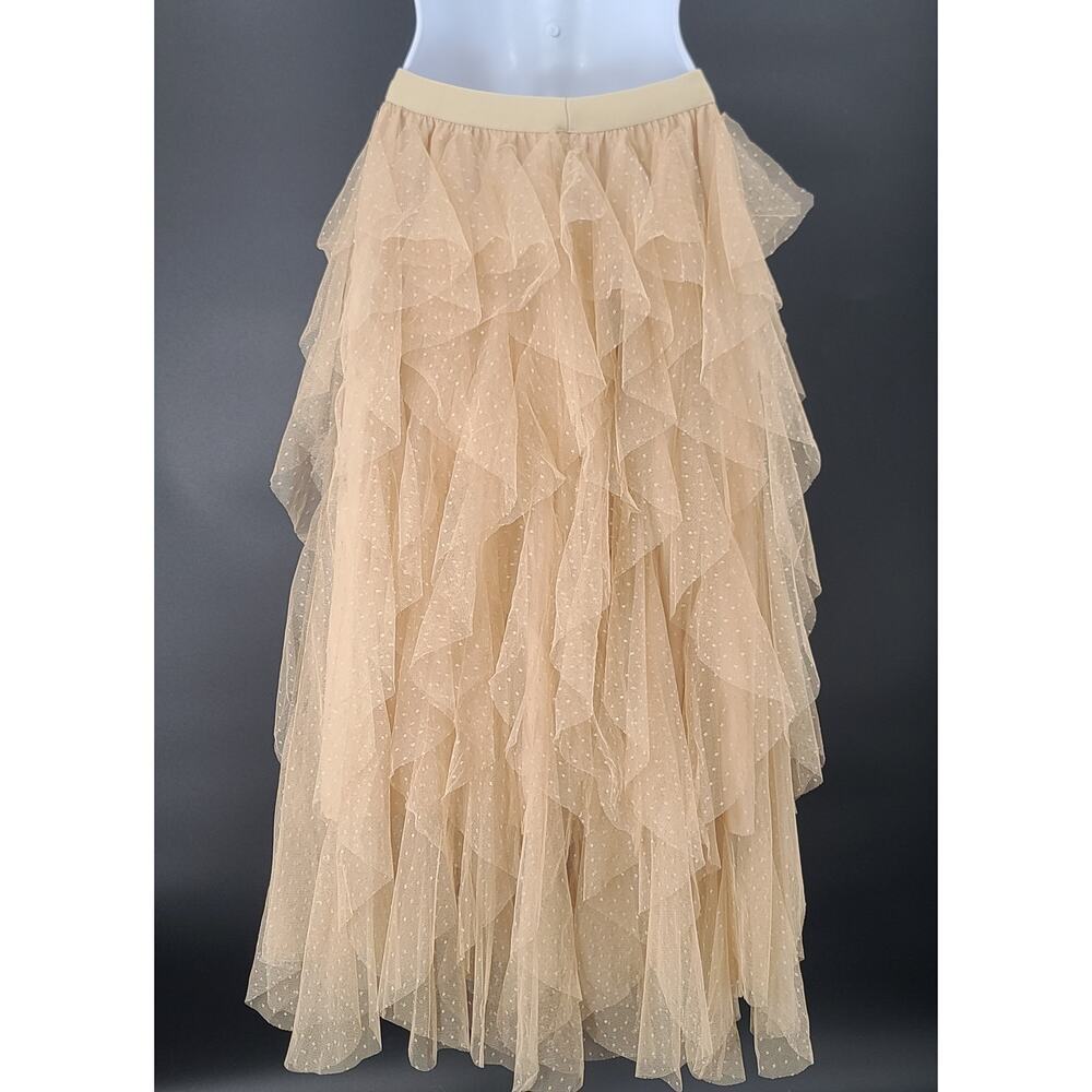 Chic Wish Dots full ruffled tulle skirt Light tan women's beige Fairy Whimsy - Picture 4 of 11